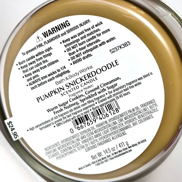 PUMPKIN SNICKERDOODLE 3 Wick Candle - Picture 3 of 3